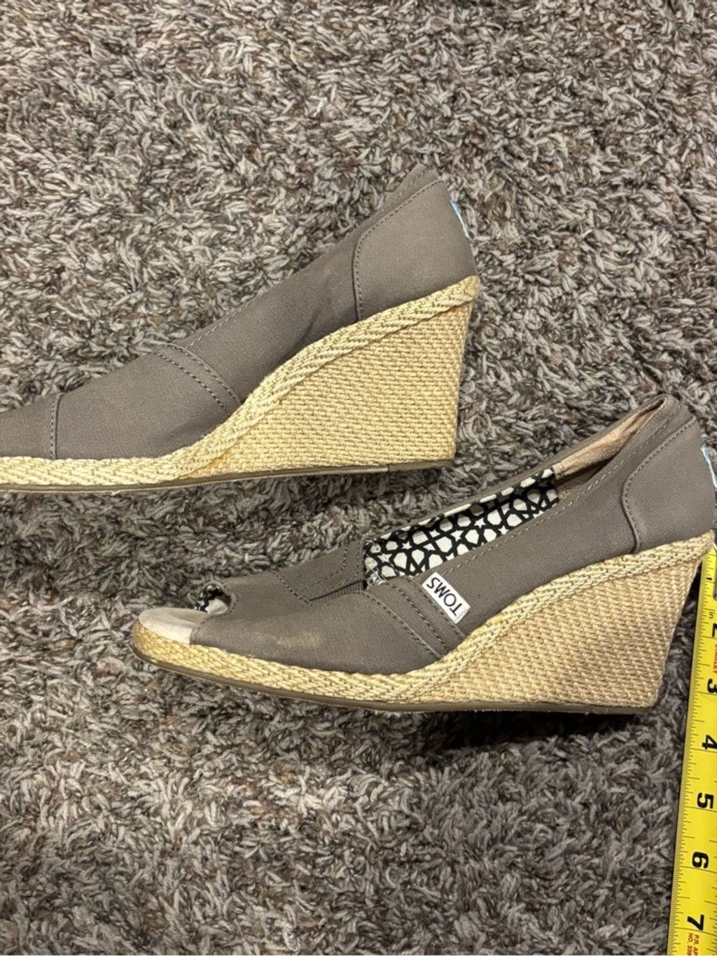 Toms Toms Taupe Canvas Espadrille Wedge Peep-Toe Size US 9 / IT 39 - 1 Thumbnail