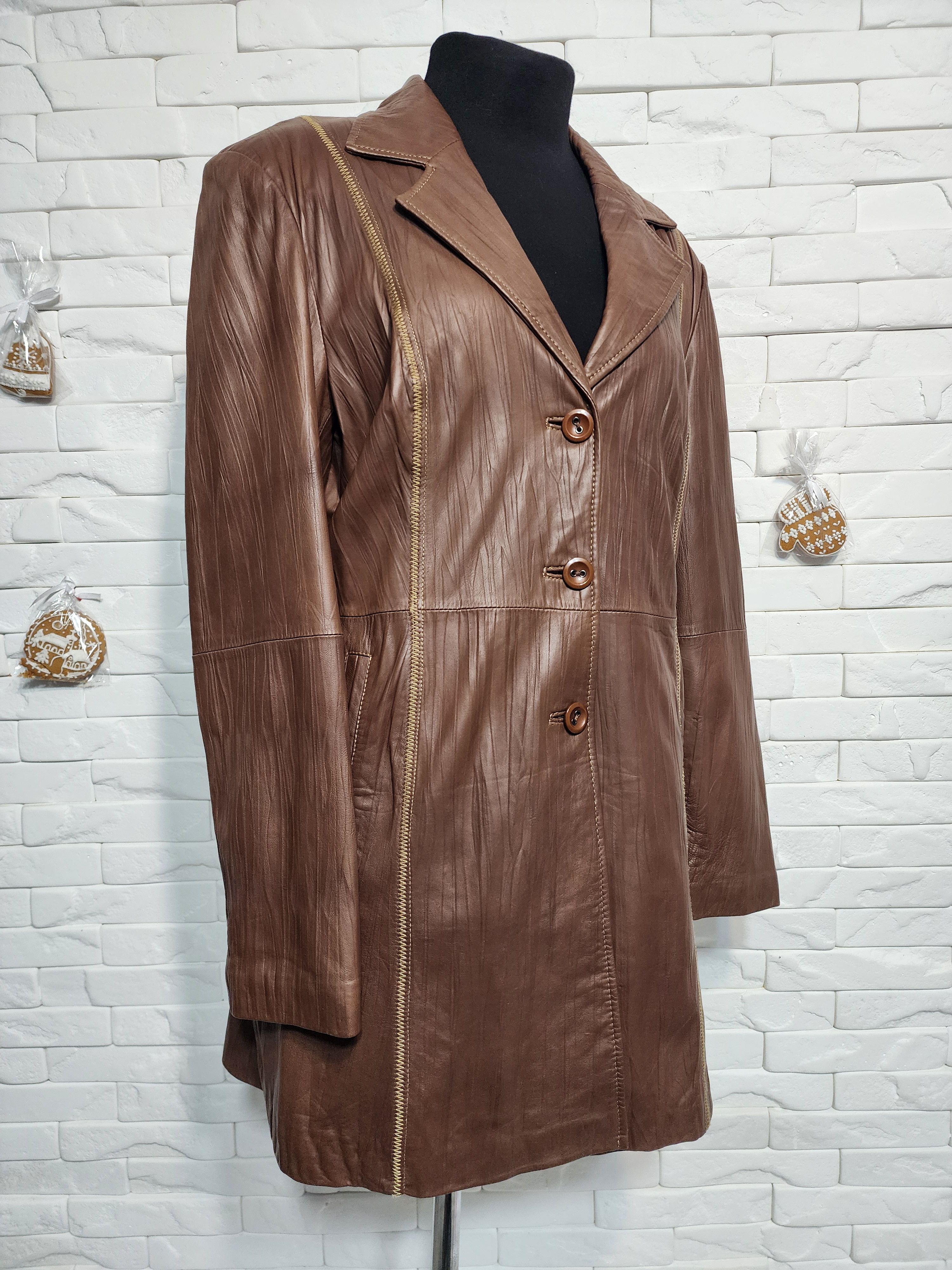 Other Brown Leather Jacket: Women's Genuine Leather Blazer Size L / US 10 / IT 46 - 3 Thumbnail