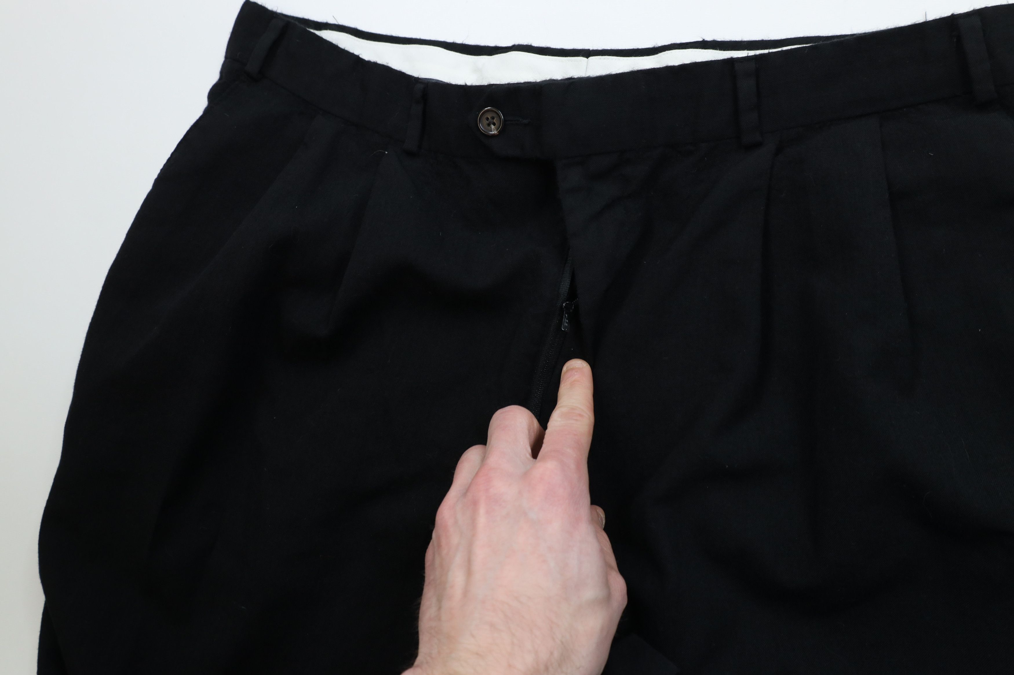 Chaps Vintage 90s Y2K Chaps Wool Knit Wide Leg Chino Pants Black Size US 38 / EU 54 - 7 Thumbnail