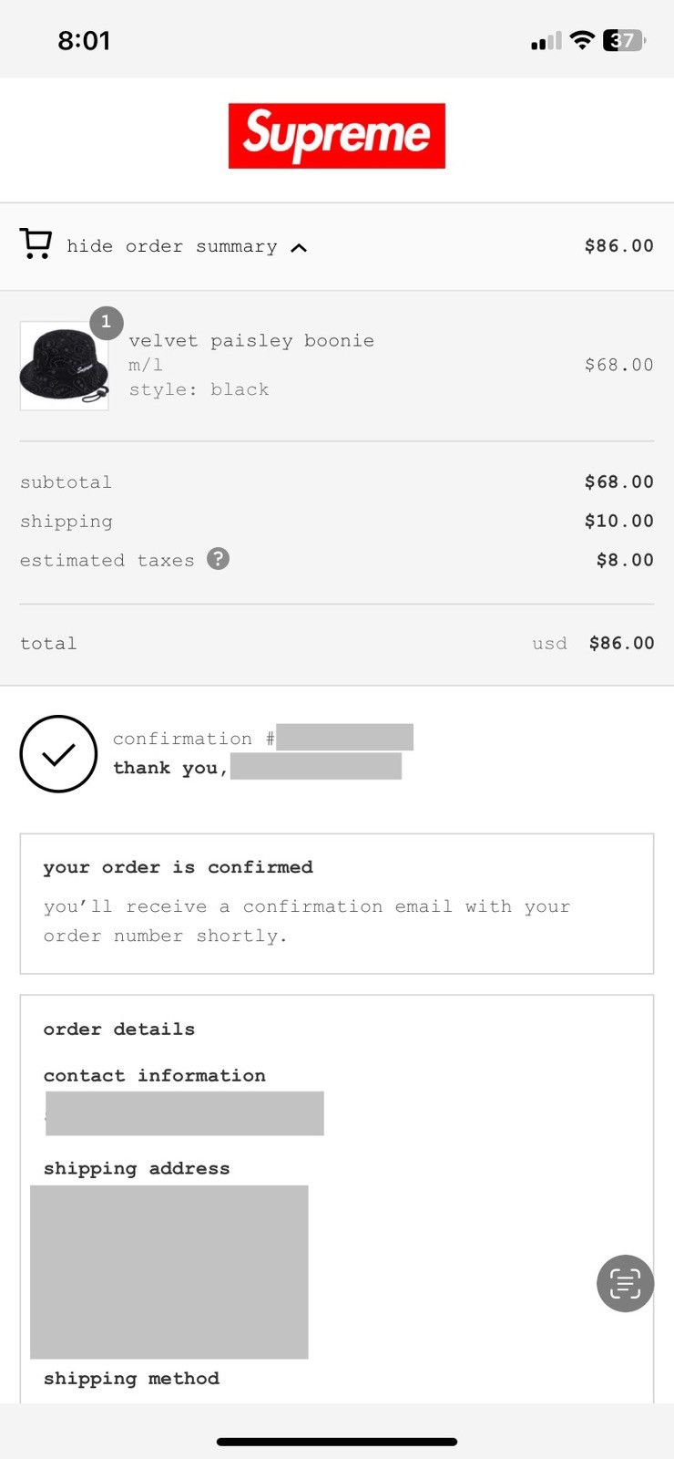 Supreme Velvet Paisley Boonie (FW23) Size ONE SIZE - 7 Thumbnail