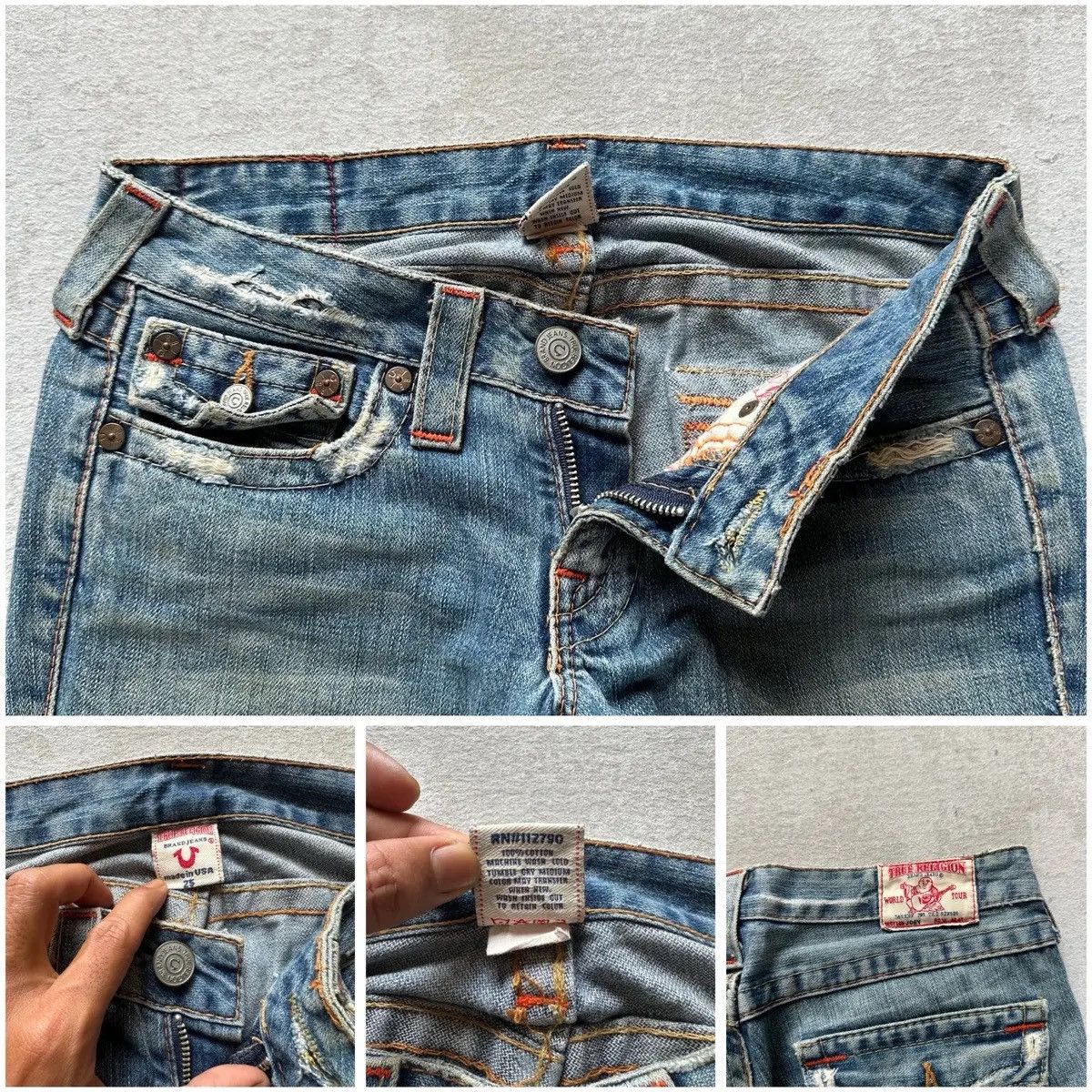 True Religion FLARED 🔥Vintage TRUE RELIGION Jean JOEY Ripped Denim Pants Size US 29 - 13 Thumbnail