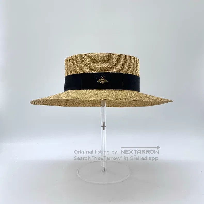 Gucci Gucci SizeXL Golden little bee woven fisherman's hat Size ONE SIZE - 1 Thumbnail