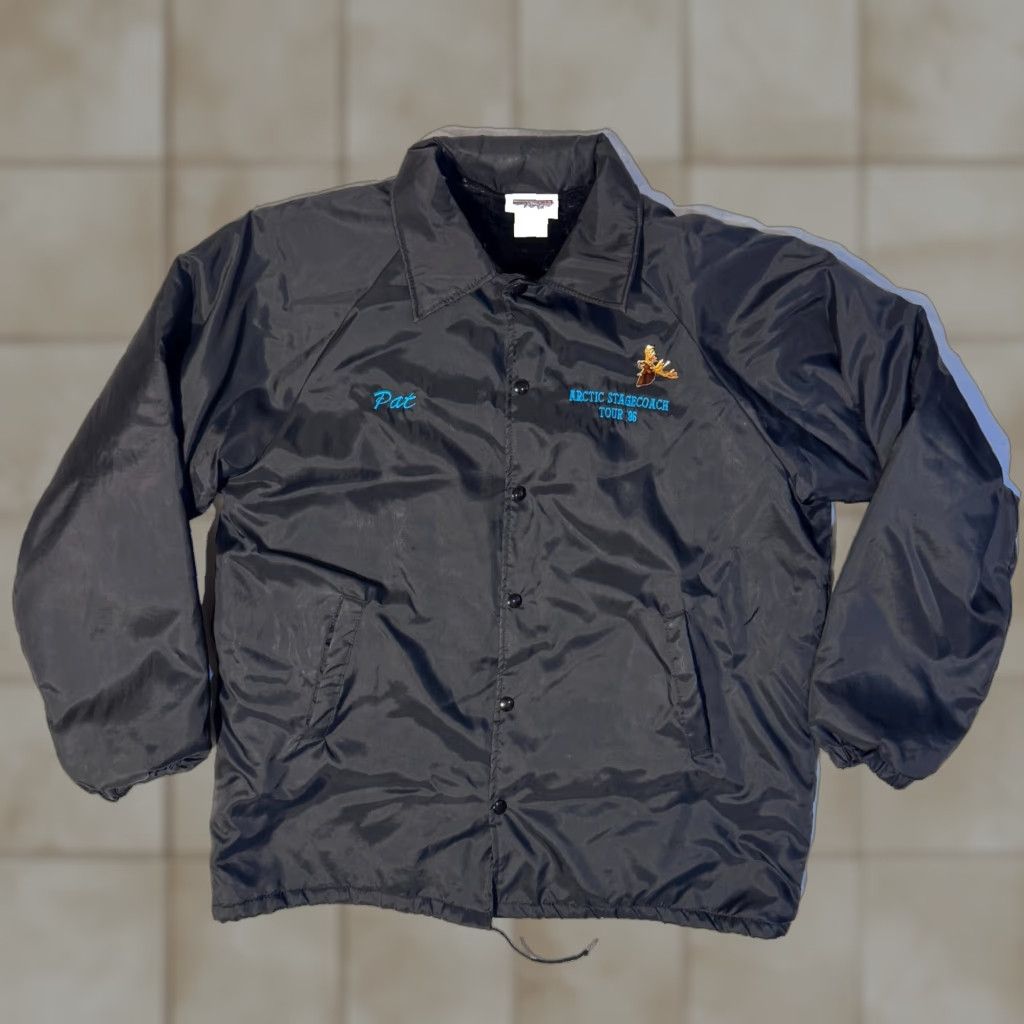 Vintage VINTAGE Hartwell Jacket Bomber L Mens L Black Nylon Lined Fleece USA Stagecoach Alaska Tour Button Front Crewneck? Size US L / EU 52-54 / 3 - 1 Thumbnail