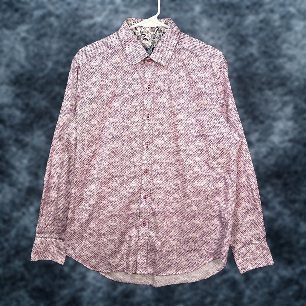 Robert Graham Robert Graham Shirt Button-Up Mens Medium Classic Fit White Purple Textured Long Sleeve Casual 2010s? Size US M / EU 48-50 / 2 - 1 Thumbnail