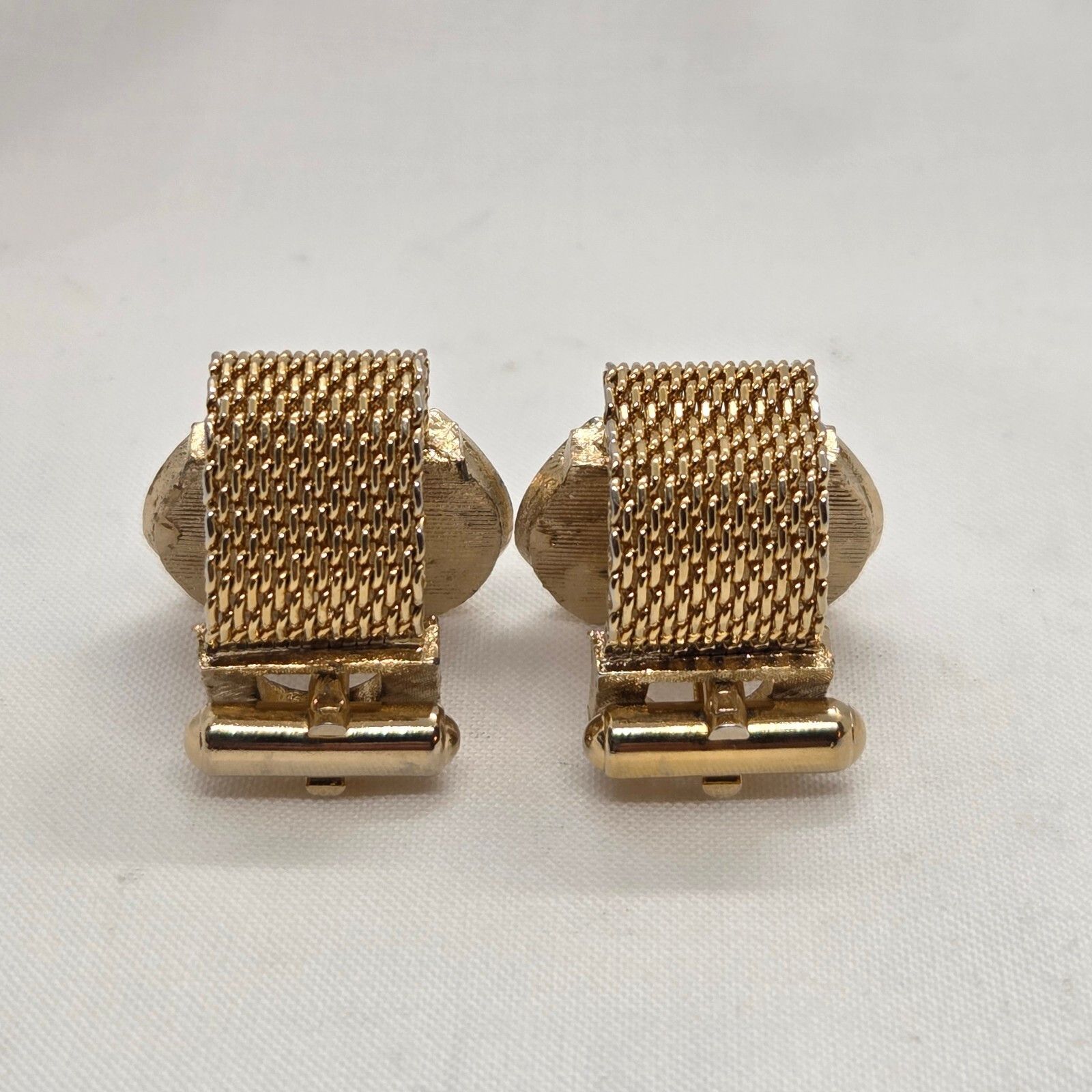 Vintage Swank Gold-Tone Mesh Tigers Eye Cufflinks, Men's — image 3 of 6