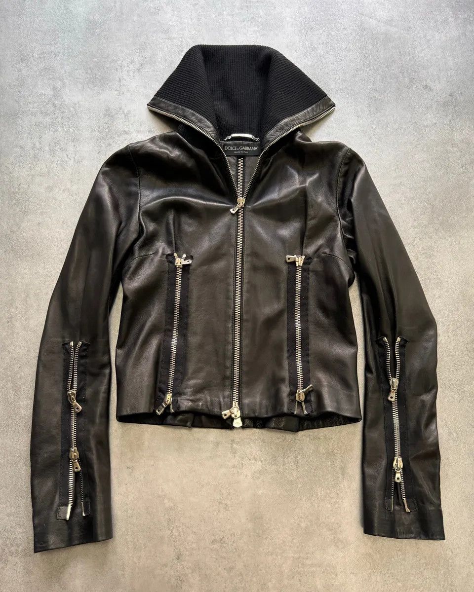 ジャケット・アウター DOLCE&GABBANA 00s Piping Leather Jacket 00s Dolce & Gabbana Multi Zips Leather Jacket With Detachable Arms