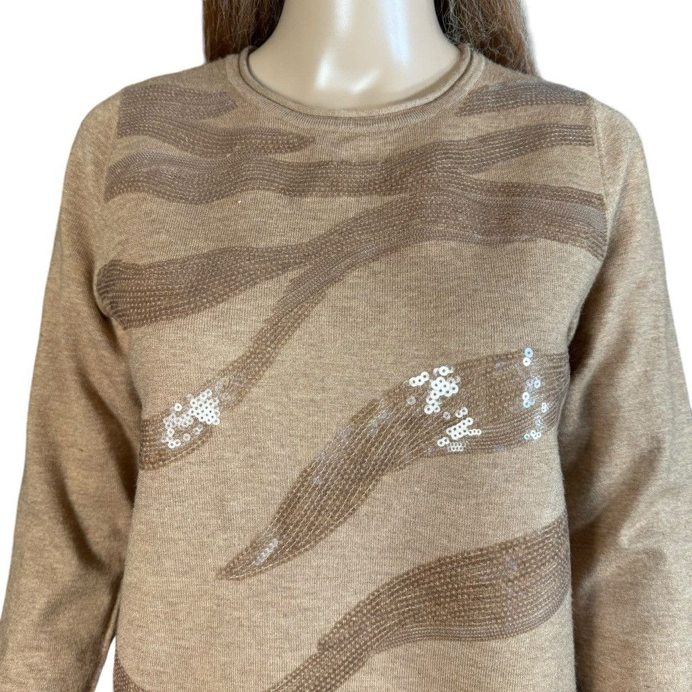 Chicos New Chico's ECOVERO Sequin Animal Print Soft Sweater Size 0 Size S / US 4 / IT 40 - 3 Thumbnail