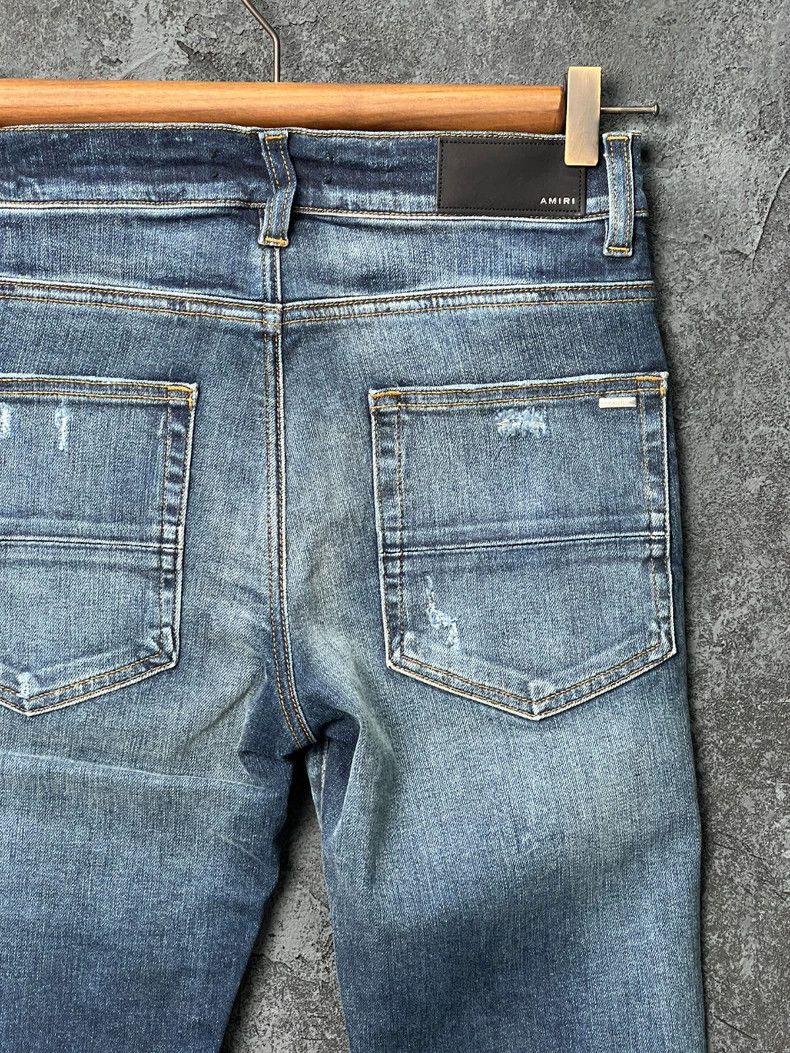 Amiri Amiri leather label logo micro-elastic destroyed jeans Size US 29 - 6 Thumbnail