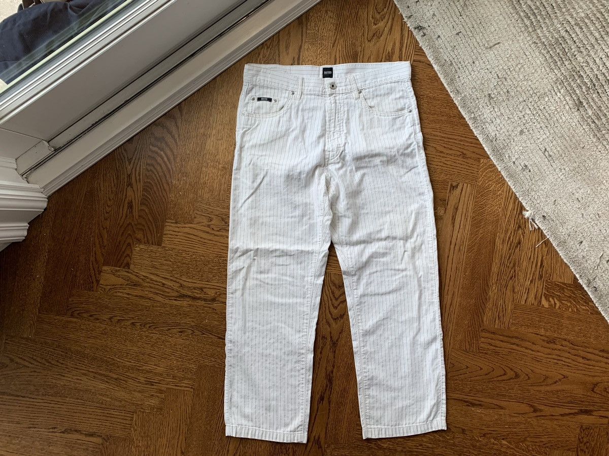 Hugo Vintage Hugo Boss Pants Pinstripe Pants White Jeans Jacksons Size US 34 / EU 50 - 13 Thumbnail