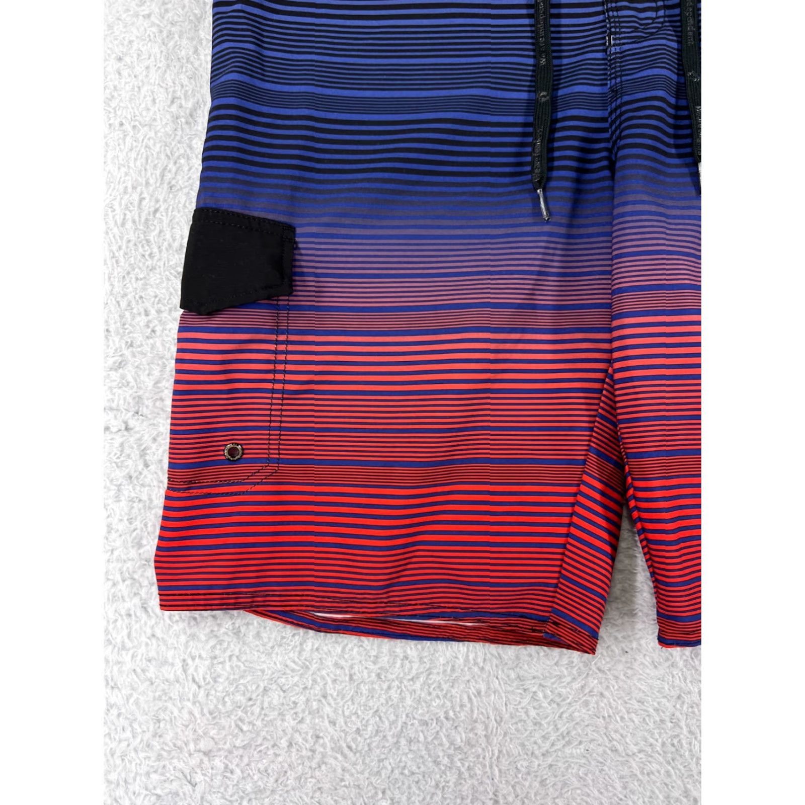Hang Ten Hang Ten Mens Board Shorts 32 Trunk Swim Trunk Blue Red Black Stripe Polyester 100% Stretch Size US 32 / EU 48 - 4 Thumbnail