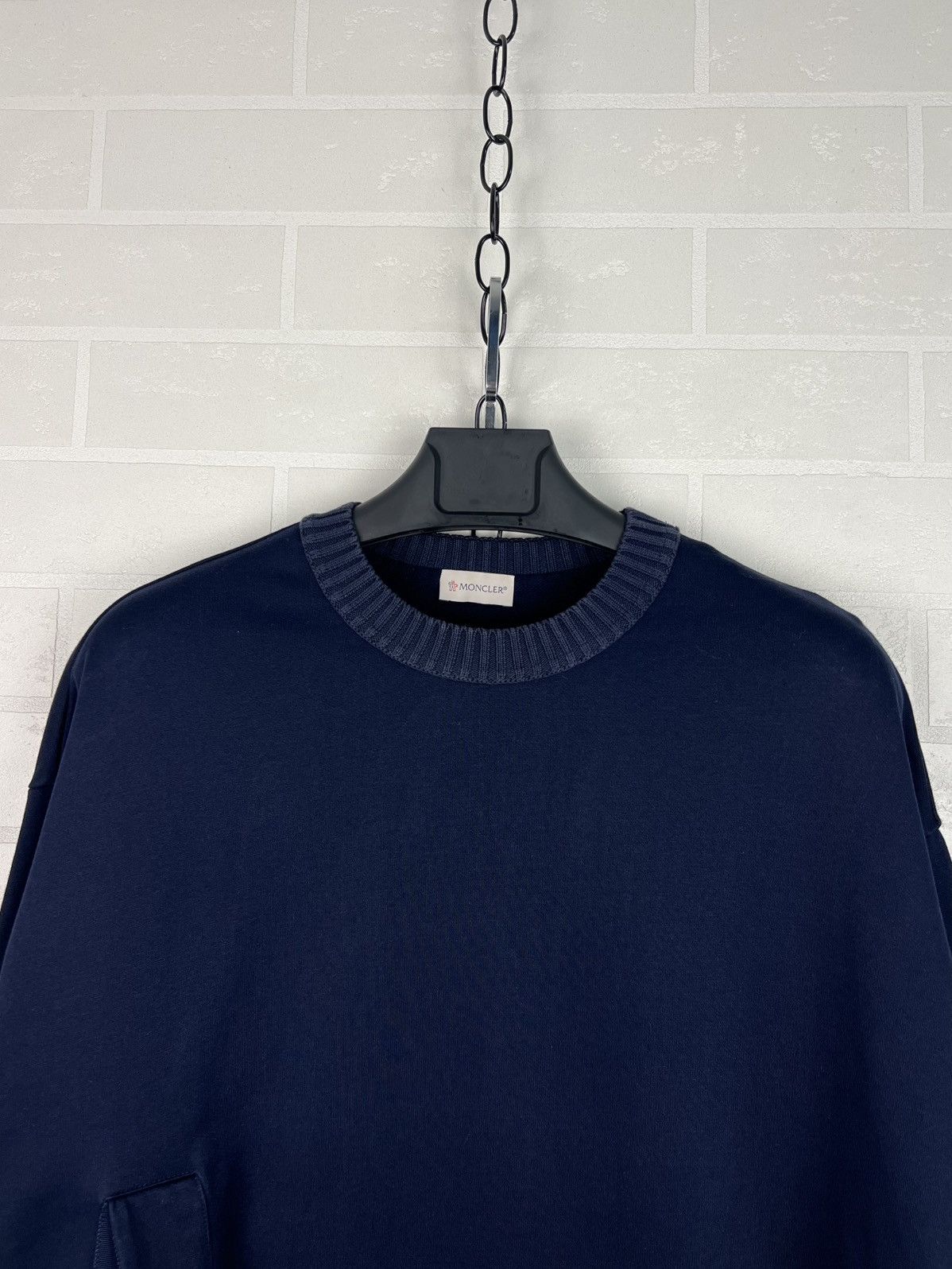 Moncler MONCLER Sweatshirt Cotton Crew Neck Side Logo Navy Men's Size US L / EU 52-54 / 3 - 4 Thumbnail