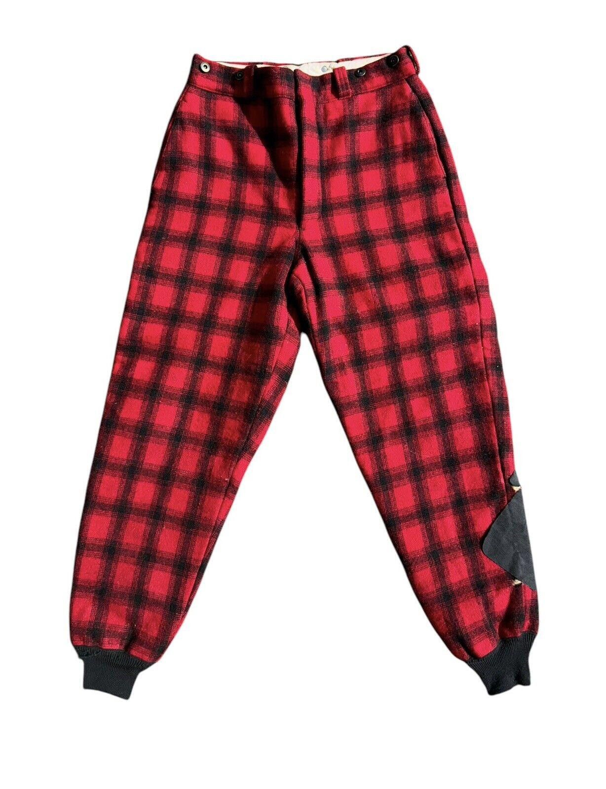 Designer Vintage 1950s 60s Woolrich Buffalo Plaid Hunting Pants L Size US 34 / EU 50 - 1 Thumbnail