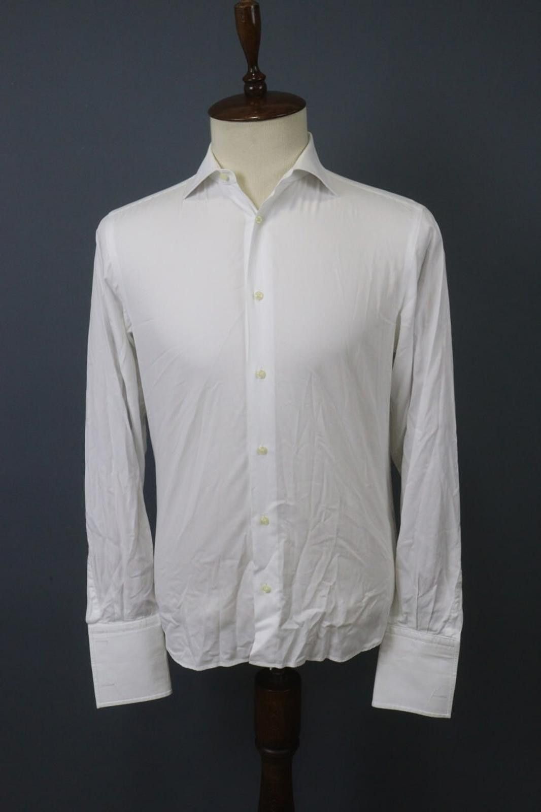 Designer Boggi White Cotton Collared Front Dress Shirt Size 40 Size 38R - 1 Thumbnail