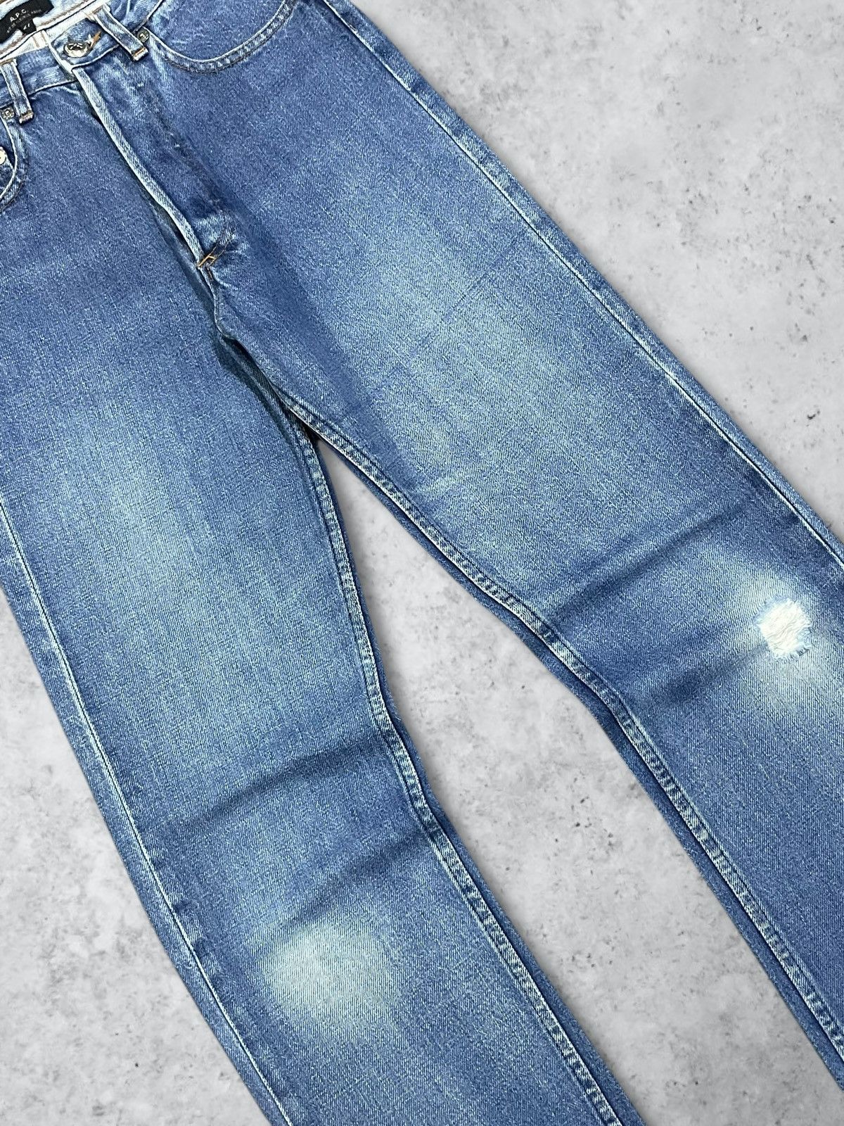 A.P.C. Vintage A.P.C Selvedge Button Fly Straight Frayed Blue Jeans Size 27" / US 4 / IT 40 - 11 Thumbnail