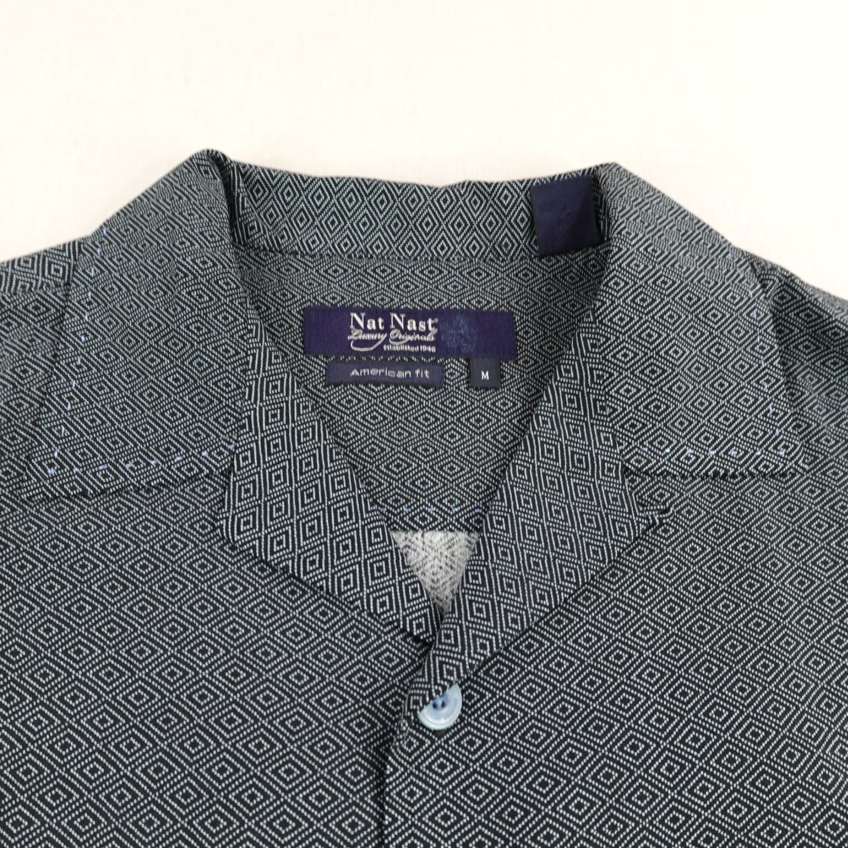 Nat Nast VINTAGE Nat Nast Shirt Mens Medium Silk Casual Short Sleeve Button-Up Geometric Diamond Pattern Black Men's Size US M / EU 48-50 / 2 - 2 Thumbnail