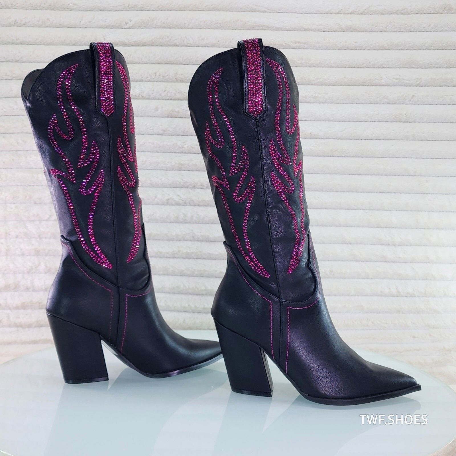 Other So Me Mileage Pink Rhinestone Design Black Western Cowgirl B Size US 7.5 / IT 37.5 - 1 Thumbnail