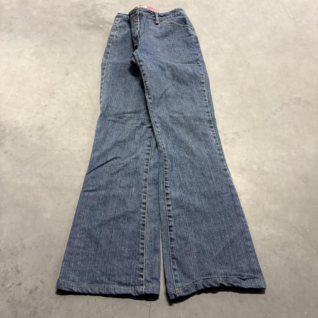 Japanese Brand × Vintage Crazy Vintage Y2K/2000s Flared Medium Wash Denim Jeans! Size US 28 / EU 44 - 1 Thumbnail