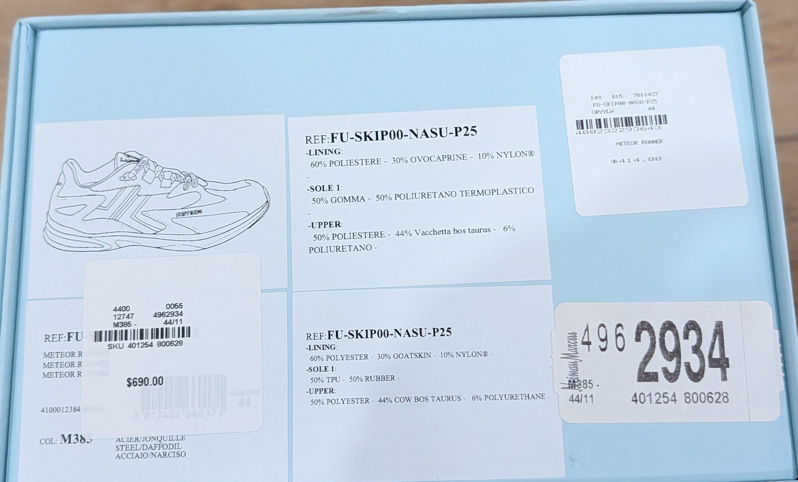 Lanvin Lanvin Meteor Mesh Runner Sneakers Steel/Daffodil US 11 Size US 11 / EU 44 - 11 Thumbnail