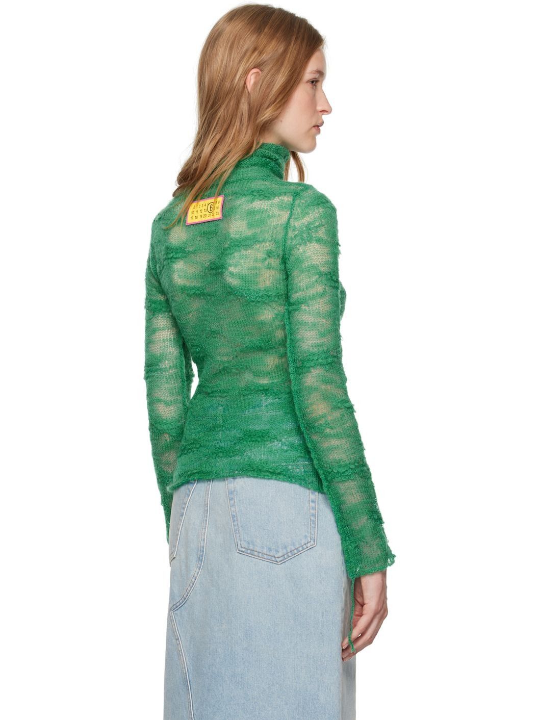 Maison Margiela oc11z0925 Numeric Turtleneck Sweater in Green Size S / US 4 / IT 40 - 4 Thumbnail