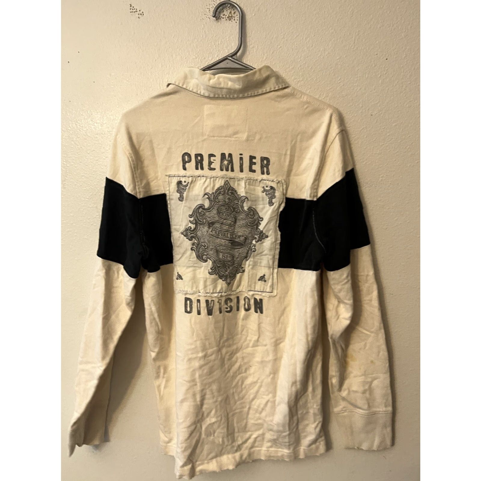 Express VINTAGE Express Rugby Shirt Mens M White Striped 100% Cotton Long Sleeve Collared Knit Heavyweight Embroidered Size US M / EU 48-50 / 2 - 2 Thumbnail