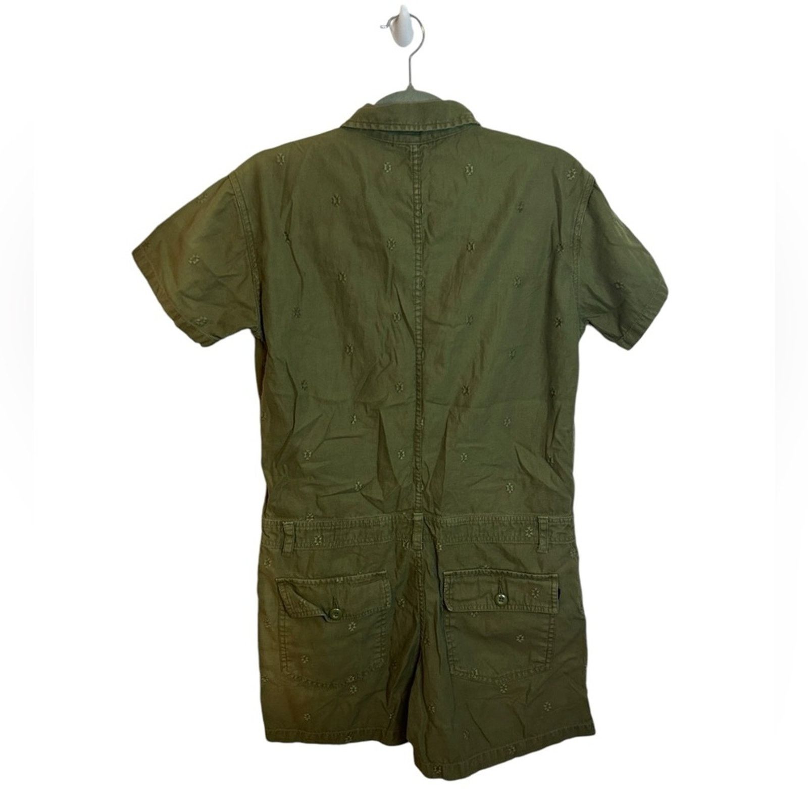 Obey Obey Olive Green Embroidered Utility Romper Size 27" / US 4 / IT 40 - 2 Thumbnail