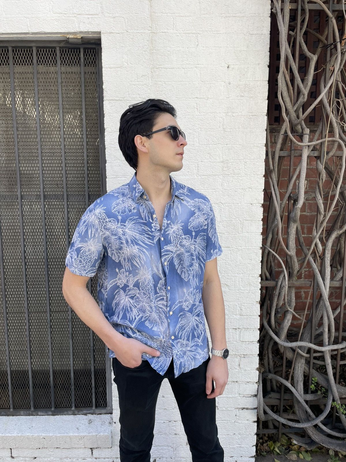 Tasso Elba × Tommy Bahama × Zara tasso elba Hawaiian tropical button down silk shirt sz L Size US L / EU 52-54 / 3 - 1 Thumbnail