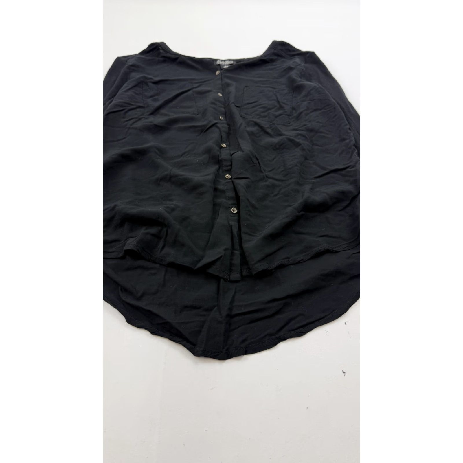 Lucky Brand Lucky Brand Shirt Women's Large Black Button-Front Long Sleeve Two Pocket Tunic Size L / US 10 / IT 46 - 2 Thumbnail