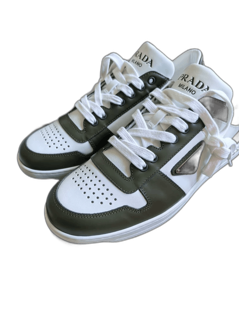 Prada Prada Leather Low-Top Sneakers White Green-yf Size US 6.5 / EU 39-40 - 1 Thumbnail