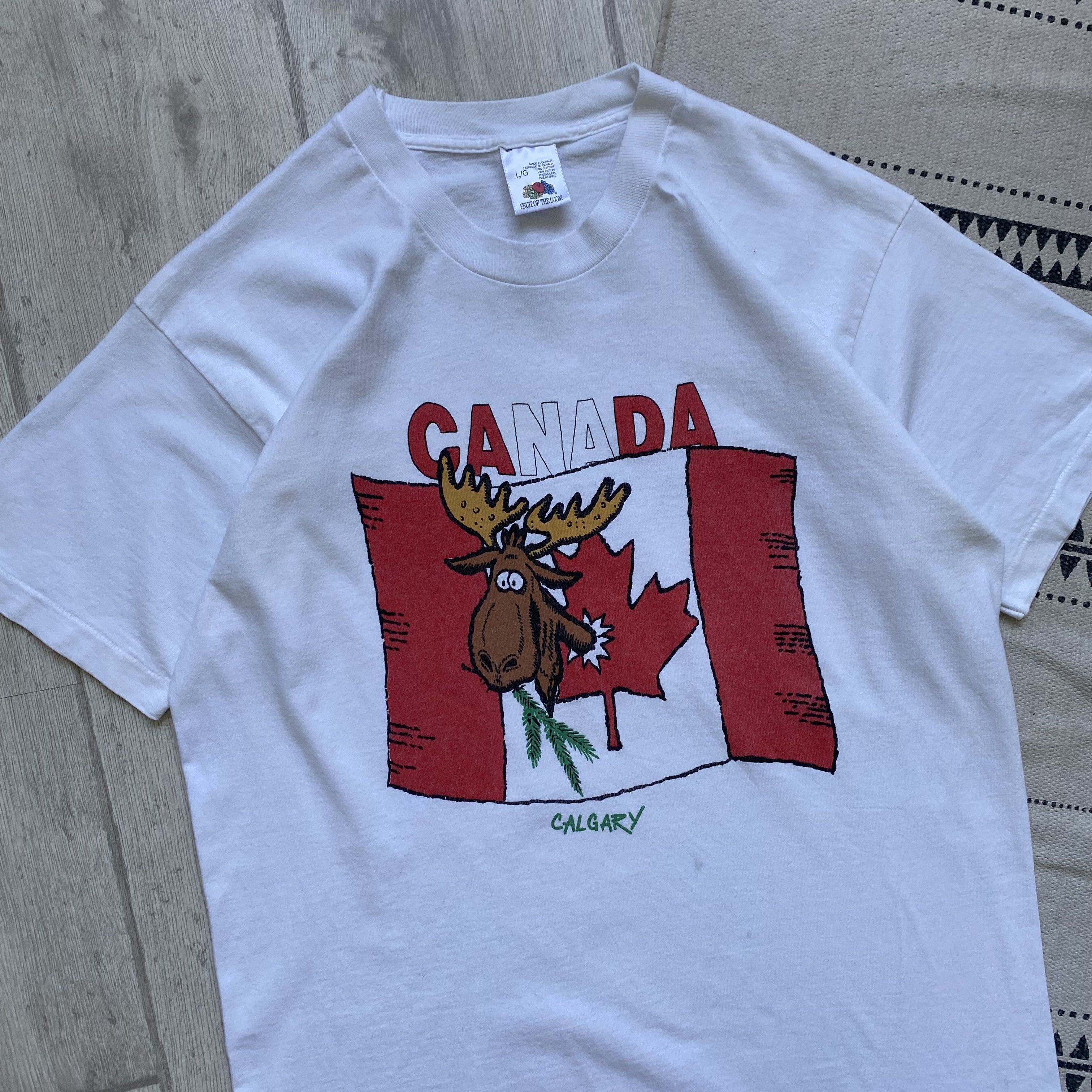 Fruit Of The Loom 🇨🇦 Vintage 90s Canada tee Moose big logo Size US M / EU 48-50 / 2 - 2 Thumbnail