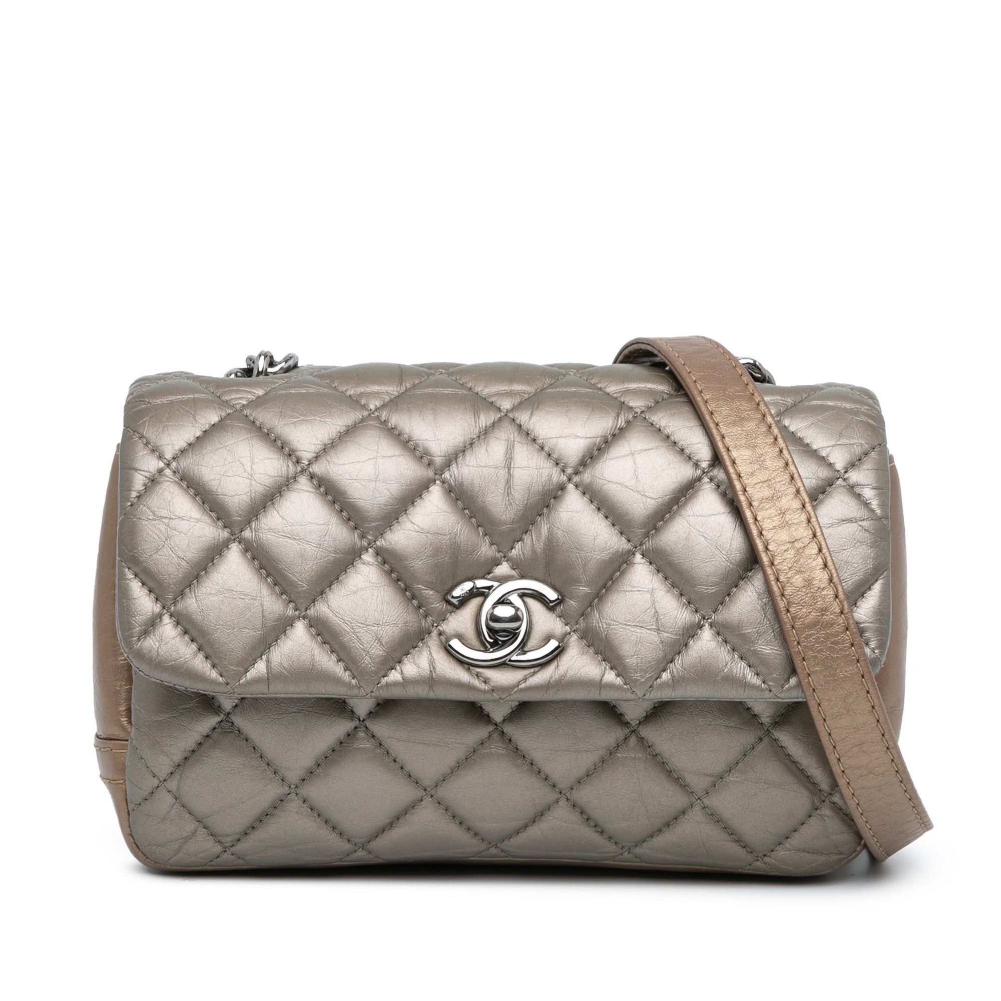 Chanel Chanel Mini Quilted Metallic Calfskin Lady Pearly Flap Brown Size ONE SIZE - 1 Thumbnail