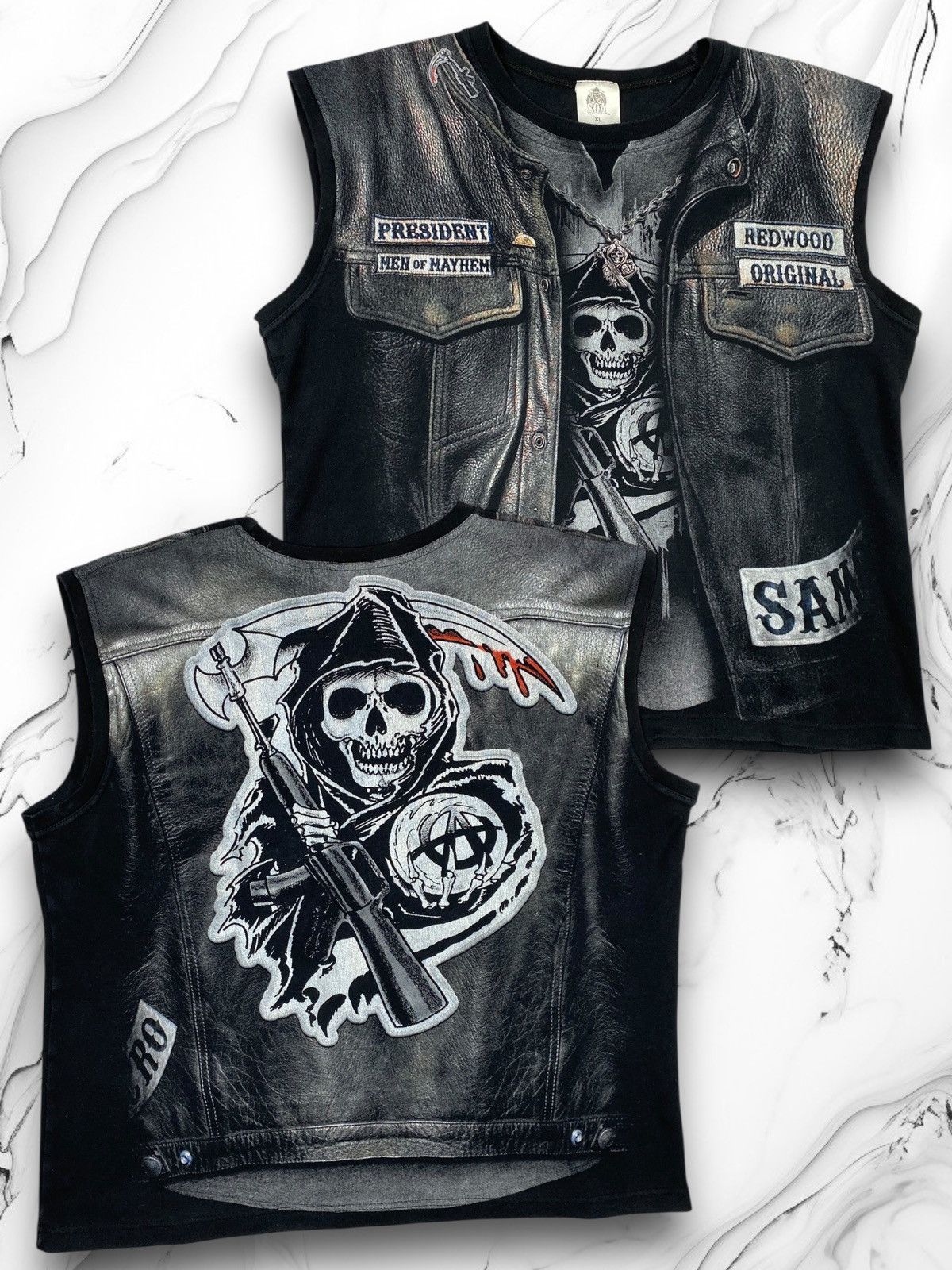 Vintage Vintage Y2K Sing Of Anarchy Biker Band Rock T Shirt Size US XL / EU 56 / 4 - 1 Thumbnail
