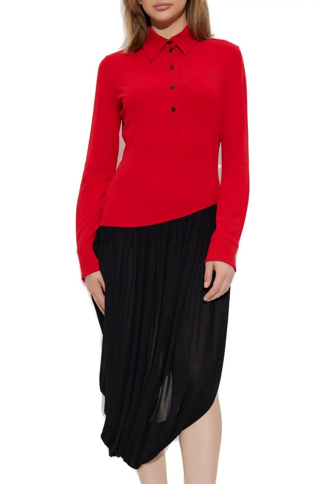 Salvatore Ferragamo o1s1rm0426 Asymmetrical Midi Dress in Red/Black Size XS / US 0-2 / IT 36-38 - 2 Thumbnail