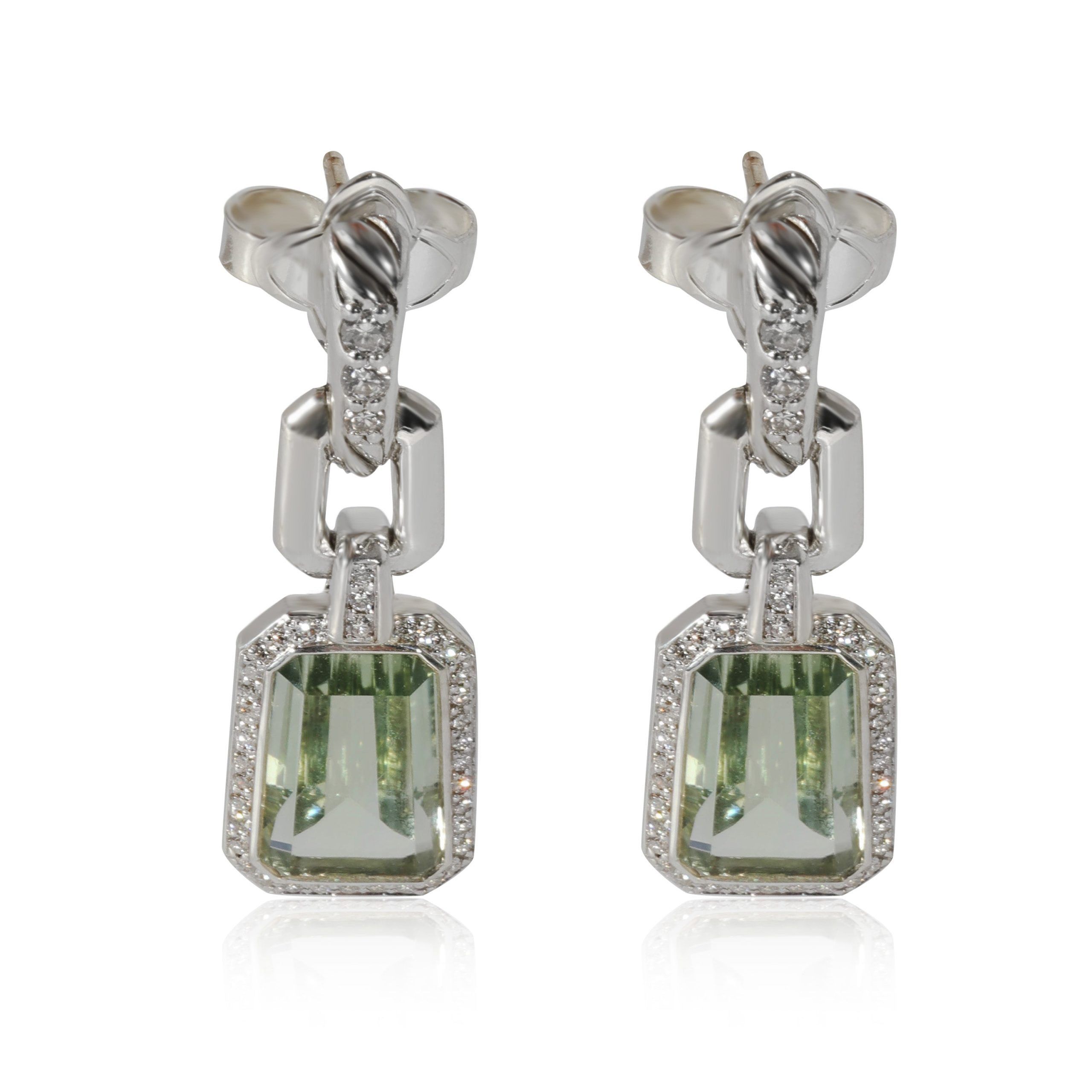 image of David Yurman Stax Prasiolite Diamond Earrings In Sterling Silver 0.46 Ctw, Women's