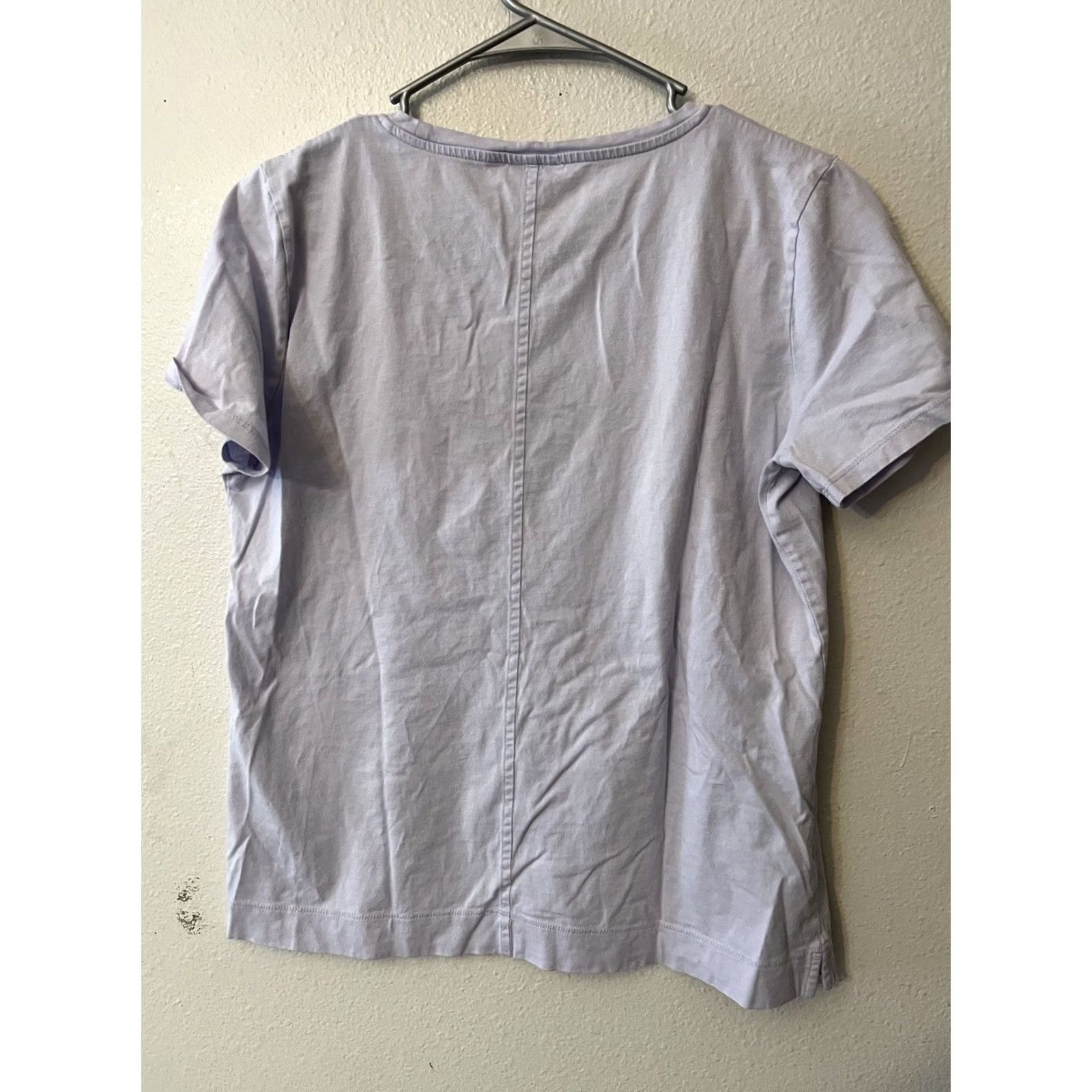 Ann Taylor Ann Taylor Blue Solid T Shirt Top Womens Size Large Short Sleeve Crew Neck Flutter Sleeve 100% Cotton Knit Casual Basic Lightweight Machine Washable Size L / US 10 / IT 46 - 4 Thumbnail