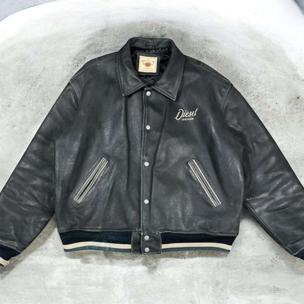 Diesel Vintage Diesel Leather Jacket Big Logo 90s | Grailed