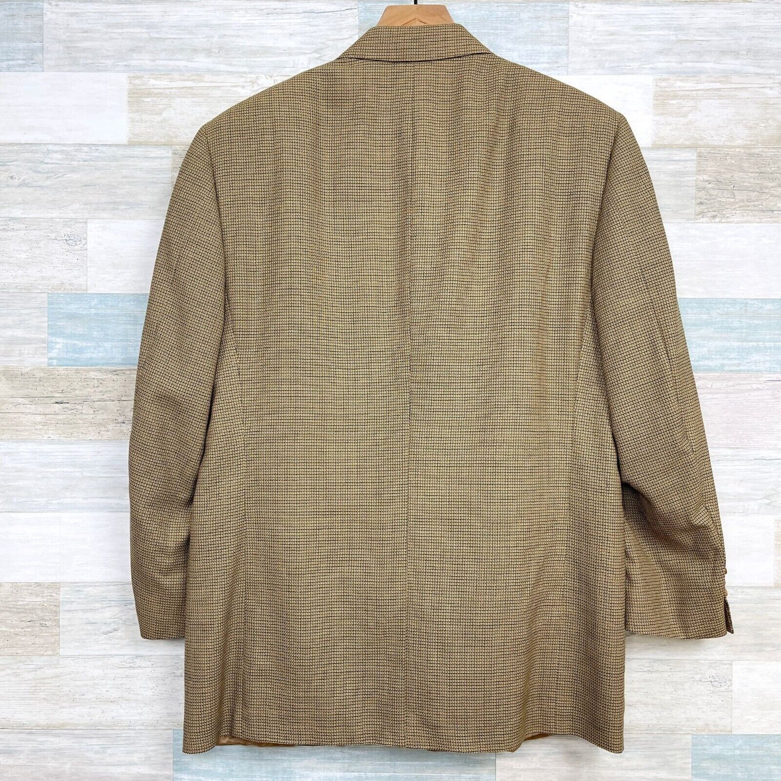 Canali Canali Wool Micro Plaid Sport Coat Tan 3 Button Italy 40R Size 40R - 5 Thumbnail