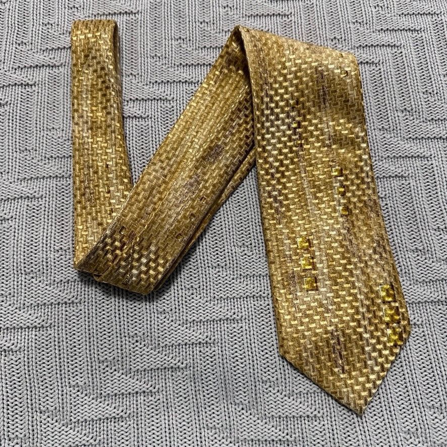 Ermenegildo Zegna Ermenegildo Zegna golden basketweave silk tie Size ONE SIZE - 1 Thumbnail