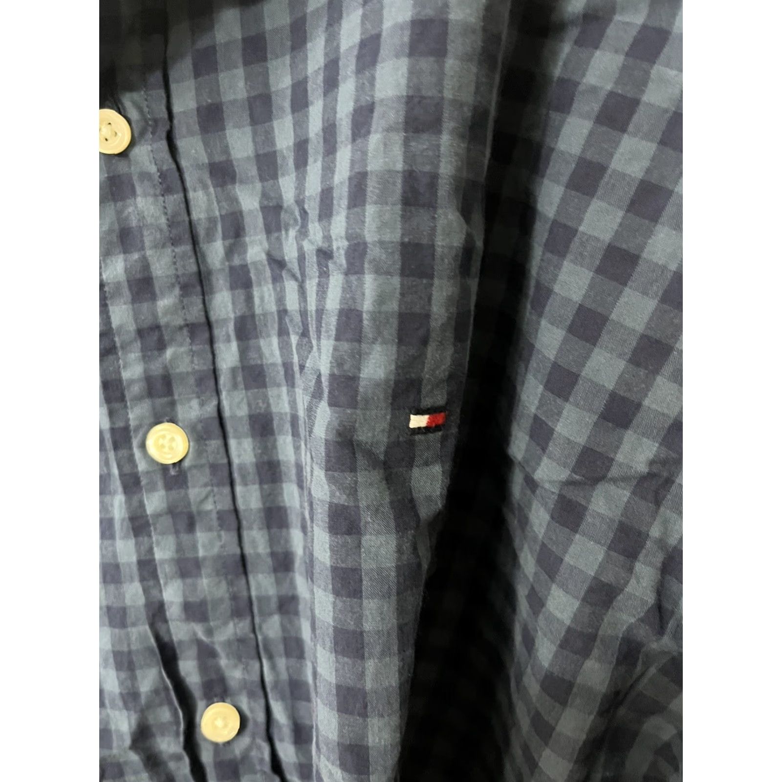 Tommy Hilfiger TOMMY HILFIGER Blue Check Slim Fit Button-Up Shirt Long Sleeve XL Mens Size US XL / EU 56 / 4 - 3 Thumbnail