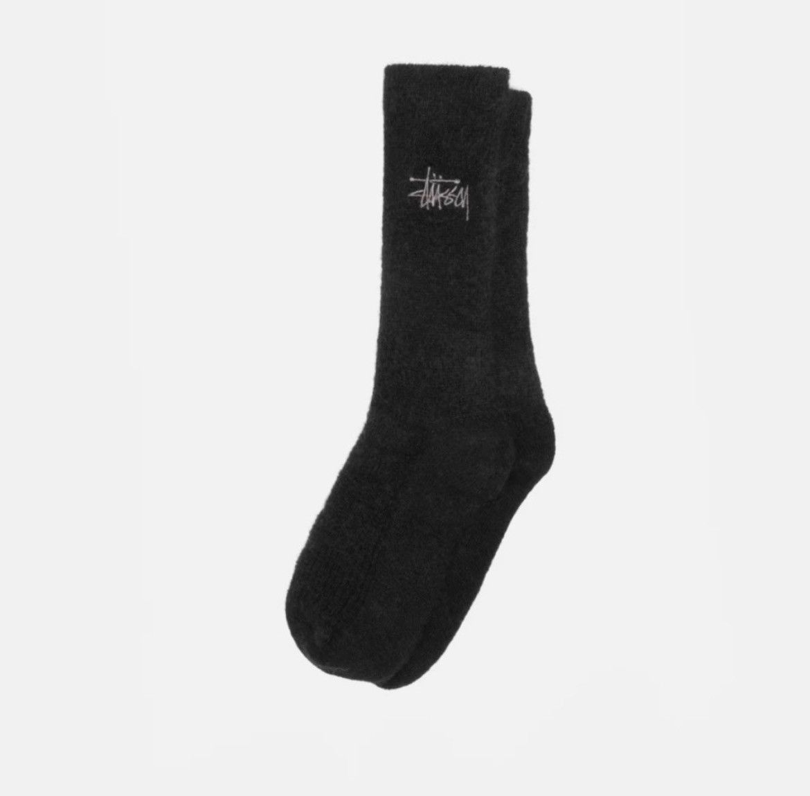 Stussy STUSSY Shaggy MOHAIR Blend Socks in Black - Embroidered Logo Size ONE SIZE - 1 Thumbnail