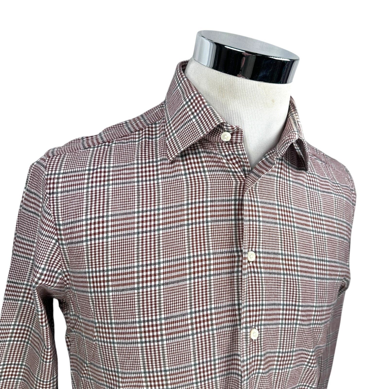 Suitsupply Suitsupply Dress Shirt Mens 15 3/4 Reddish Brown Check Size US M / EU 48-50 / 2 - 2 Thumbnail