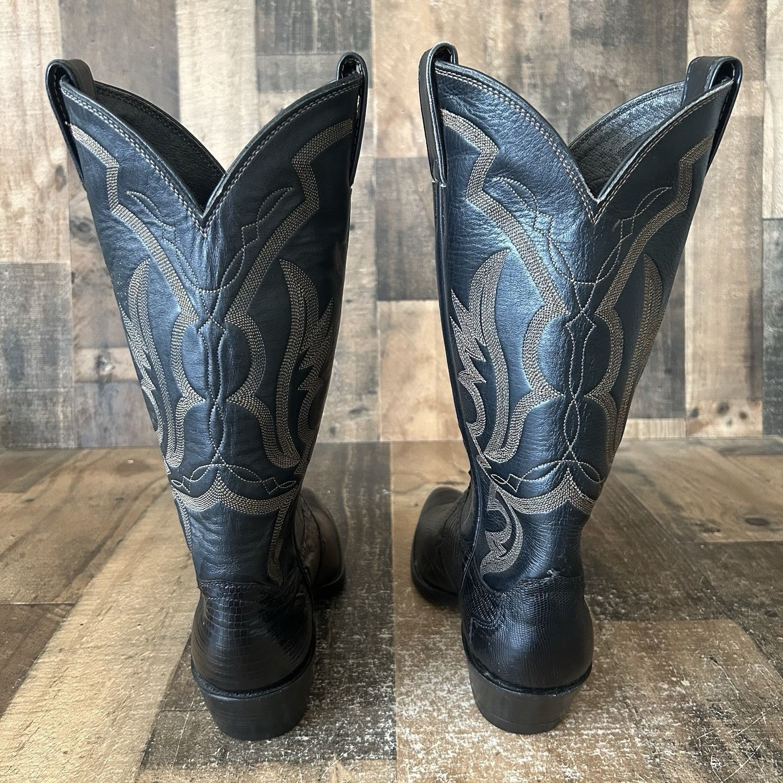 Justin Boots Justin Vintage Teju Lizard Black Cowboy Boots Mens 7.5 D Size US 7.5 / EU 40-41 - 8 Thumbnail