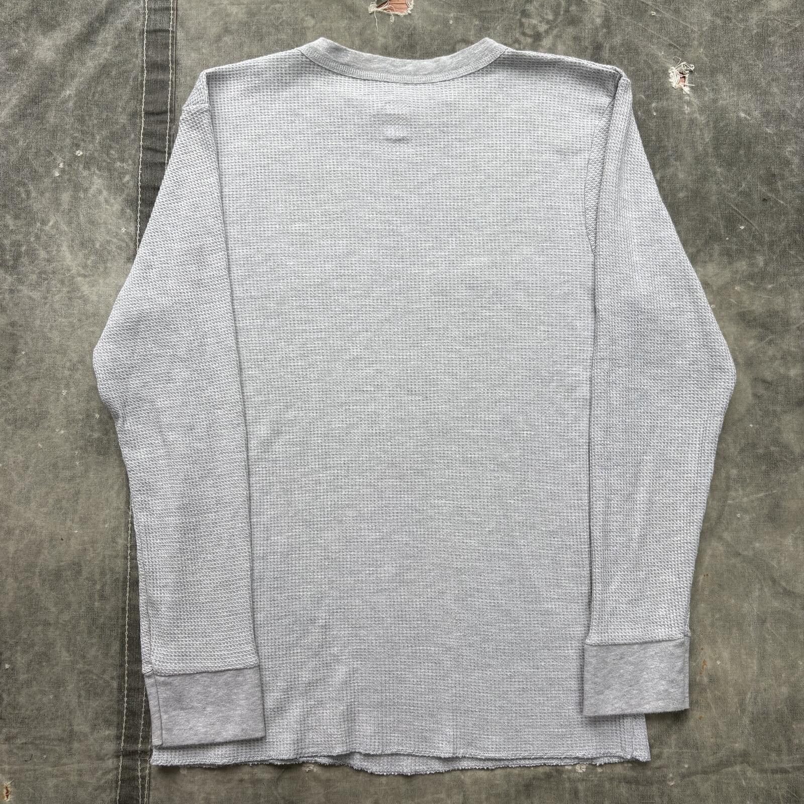 Fruit Of The Loom Vintage Y2K Gray Grunge Skater Thermal Waffle Knit Shirt Size US L / EU 52-54 / 3 - 4 Thumbnail