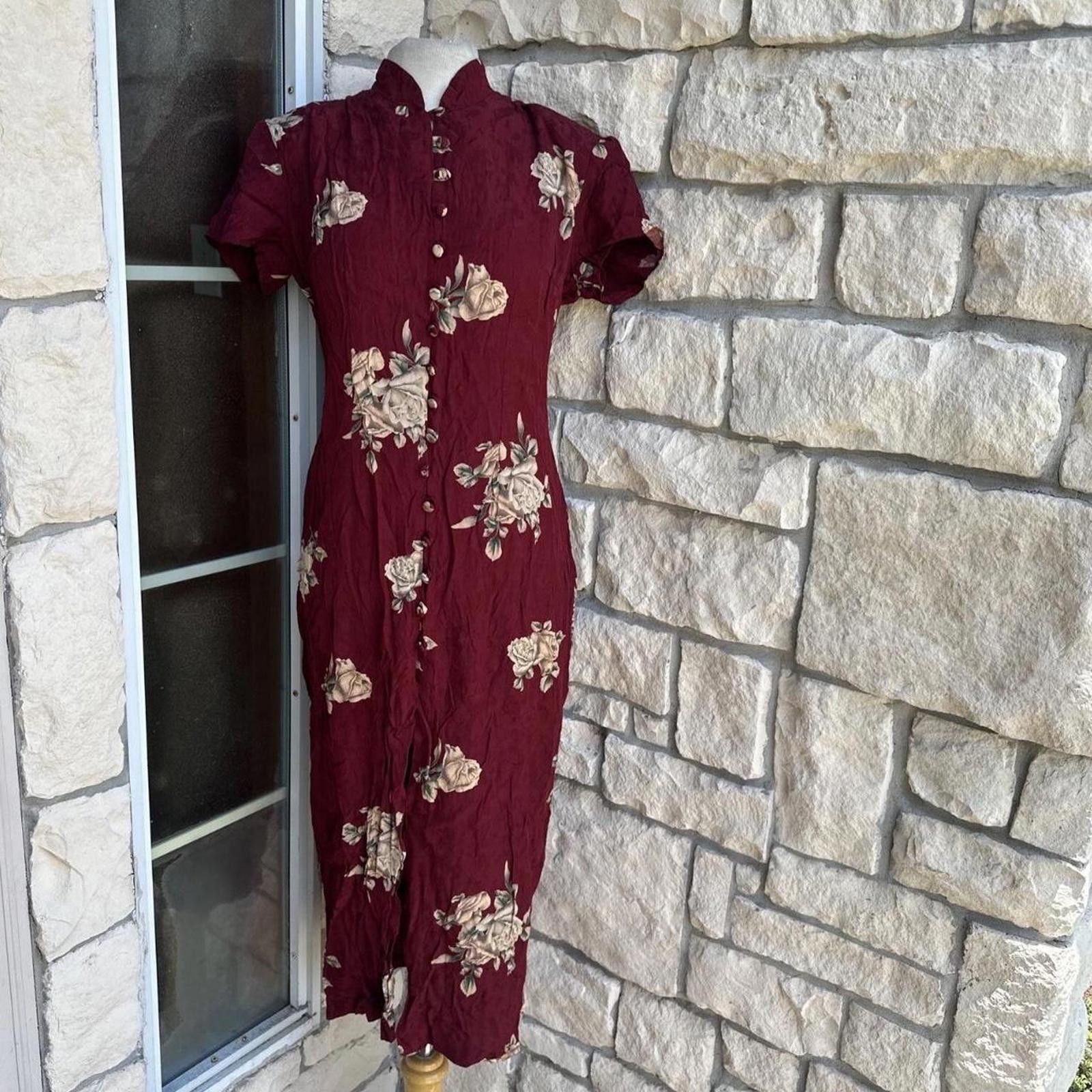 Other Burgundy floral midi dress #floraldress #mididress Size S / US 4 / IT 40 - 1 Thumbnail