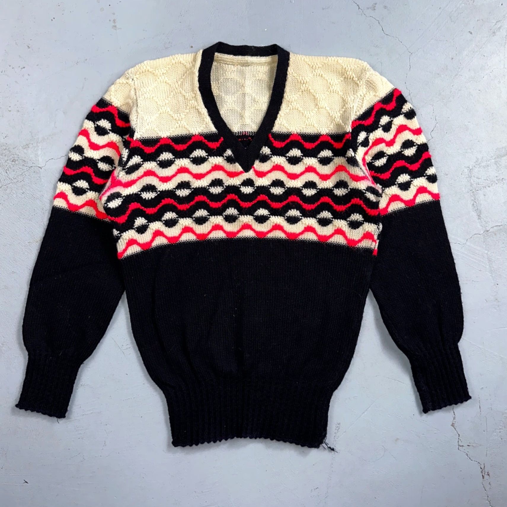 Vintage Vintage 60s 50s Pink Navy Wool Cardigan Sweater Hippie Grandma Core Rockabilly Size US M / EU 48-50 / 2 - 2 Thumbnail