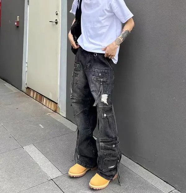 VIBE Vintage street hip-hop punk washed workwear ripped jeans Size US 32 / EU 48 - 2 Thumbnail