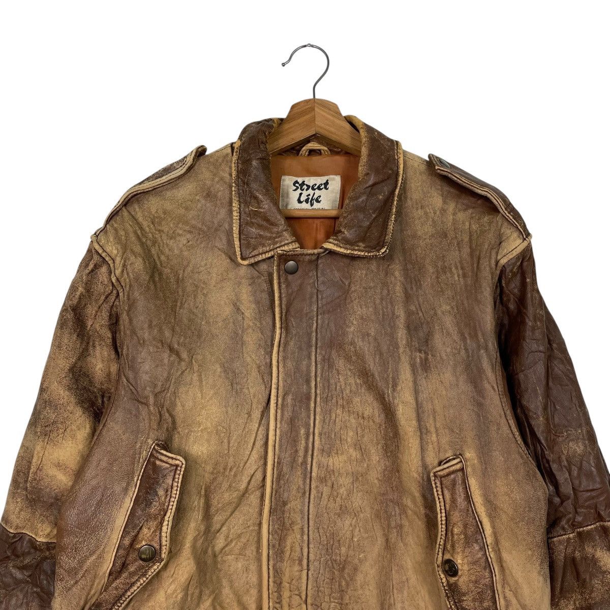 Japanese Brand Japanese Brand Street Life Military Leather Jacket Size US M / EU 48-50 / 2 - 2 Thumbnail