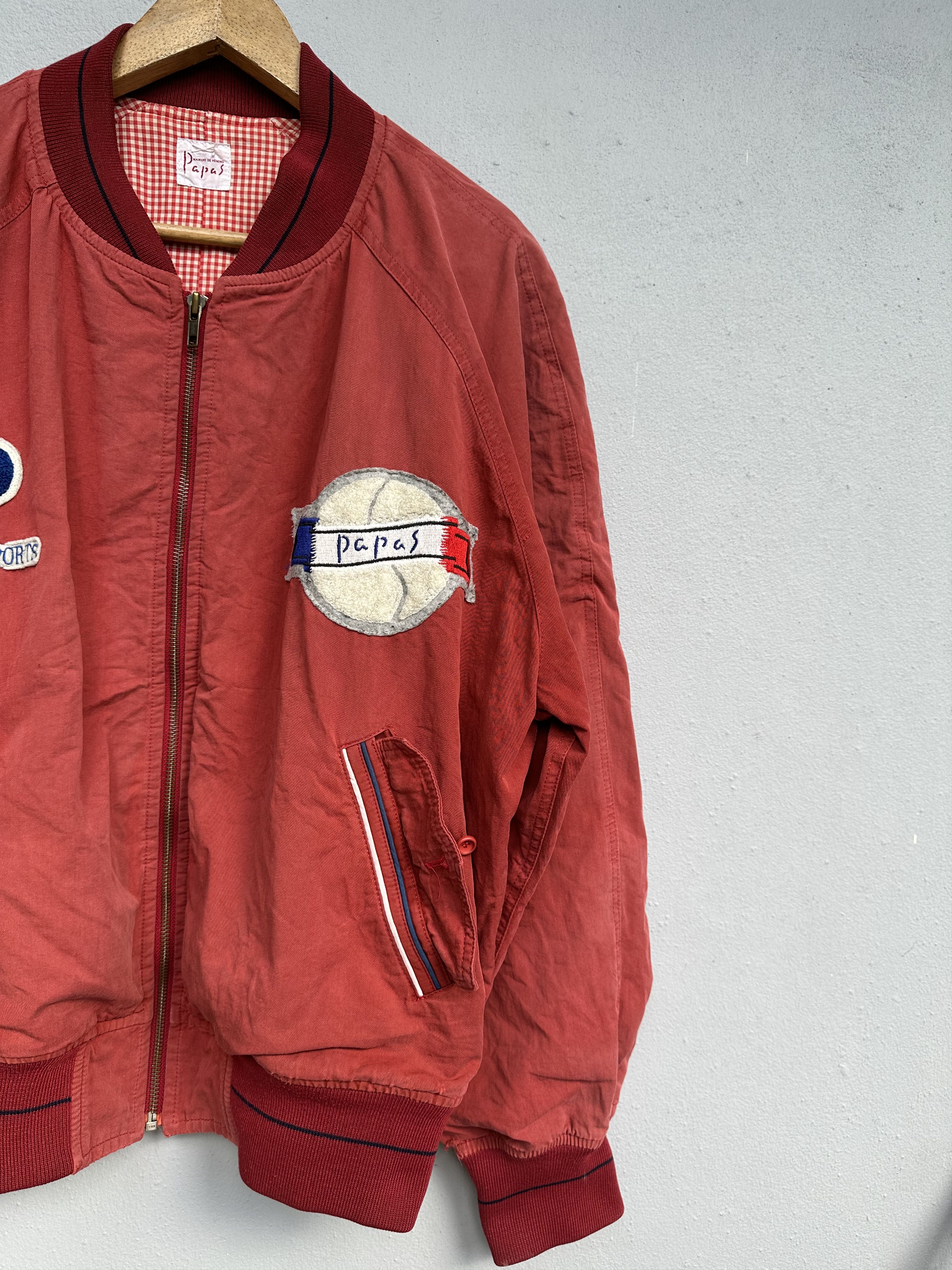 Mademoiselle Non Non Vintage 90s Papas Sports Logo Distressed Bomber Jacket Size US M / EU 48-50 / 2 - 8 Thumbnail