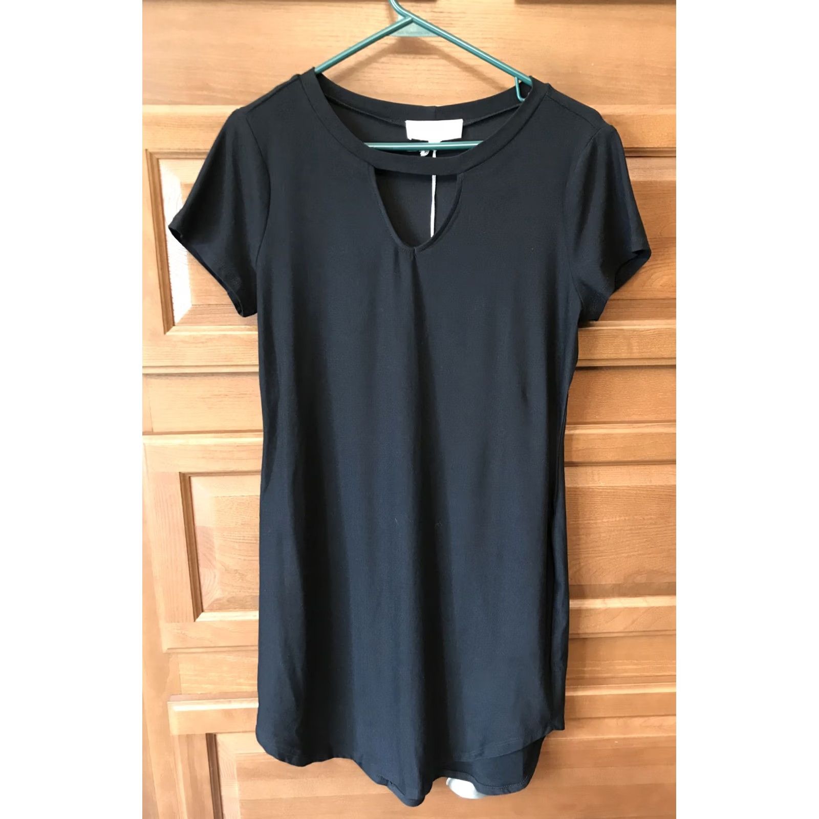 Vintage NO COMMENT Dress Short Sleeve Black Keyhole Neck Knit Party XL NWT Size 40" / US 18 - 2 Thumbnail