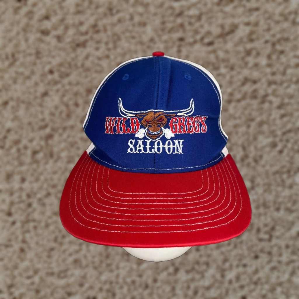 Vintage Wild Gregs Saloon Hat Snap Back Adult One Size Blue Red Cotton Poly Blend Size ONE SIZE - 1 Thumbnail