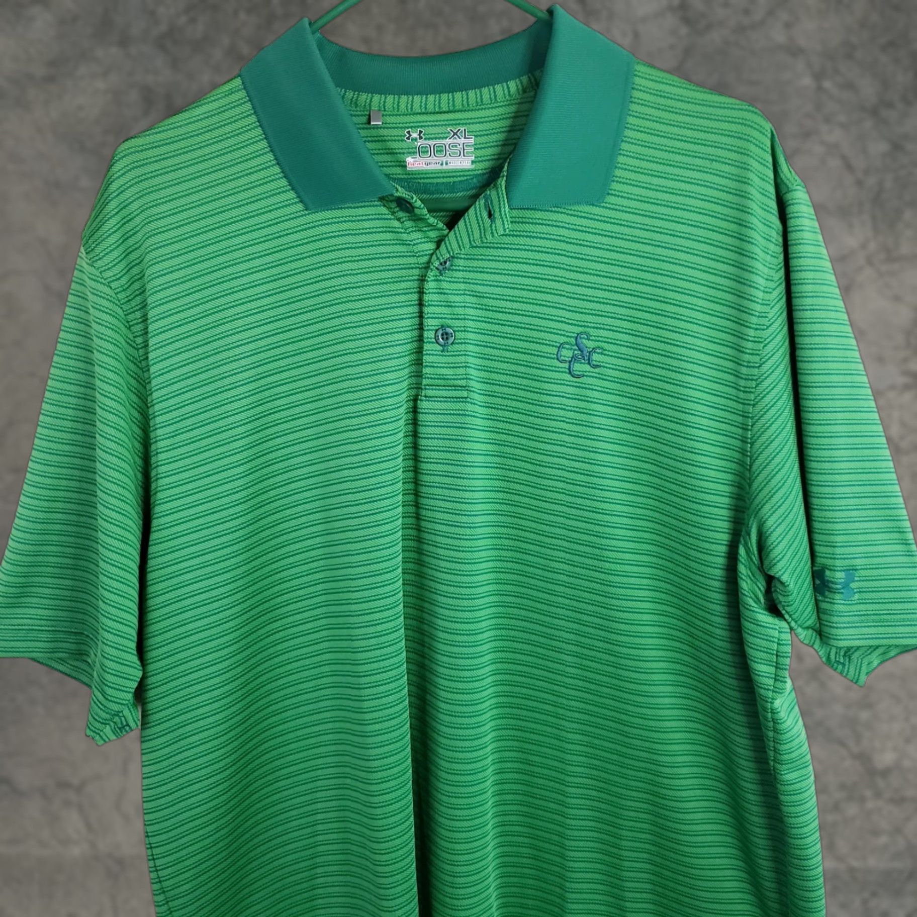 Under Armour Under Armour Men’s XL Heat Gear Polo Shirt Loose The Playoff Polo Kelly Green Striped Golf Shirt Size US XL / EU 56 / 4 - 1 Thumbnail